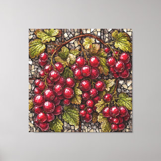 mozaïekbessenplant met natuurlijke artistieke elem canvas afdruk