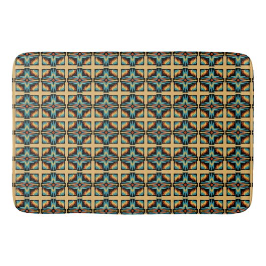 Mozaïekblauw sinaasappel beige badmat (Voorkant)