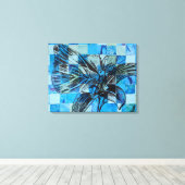 Mozaïekblauwe vlinder canvas afdruk (Insitu (Houten vloer))