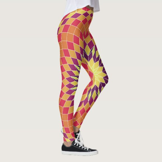 mozaïekbloempatroon leggings (Rechts)