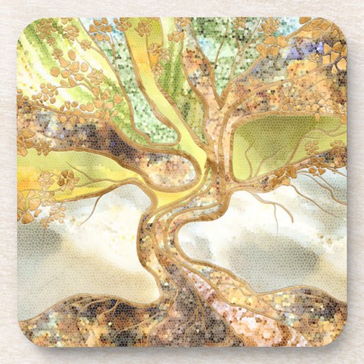 Mozaïekboom - Levensboom Bier Onderzetter (Voorkant)