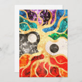 Mozaïekboom van het leven - Yin Yang Feestdagenkaart (Voorkant / Achterkant)