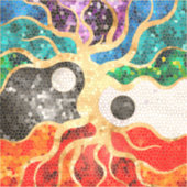 Mozaïekboom van het leven - Yin Yang Sticker (Voorkant)