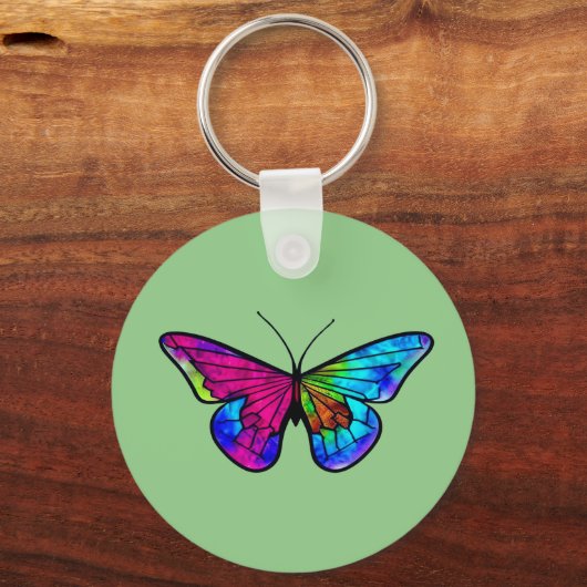 Mozaïekbutterflap, gekleurd glas sleutelhanger (Voorkant)