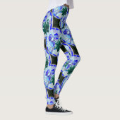 mozaïekcirkels blauwe bloem leggings (Rechts)