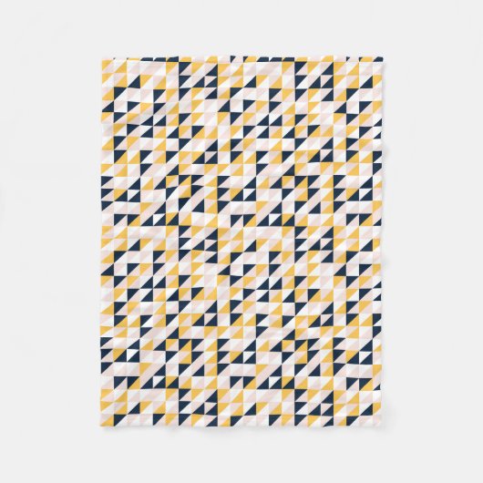 Mozaïekdriehoeken in geel, roze en marineblauw fleece deken (Voorkant)