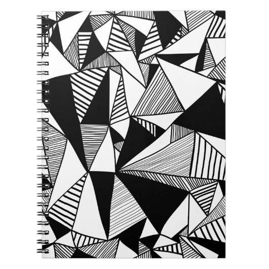 Mozaïekdriehoeken, zwart-witte textuur. notitieboek (Voorkant)