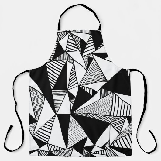 Mozaïekdriehoeken, zwart-witte textuur. schort (Voorkant)
