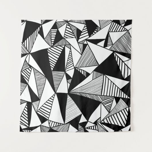 Mozaïekdriehoeken, zwart-witte textuur. wandkleed (Voorkant)