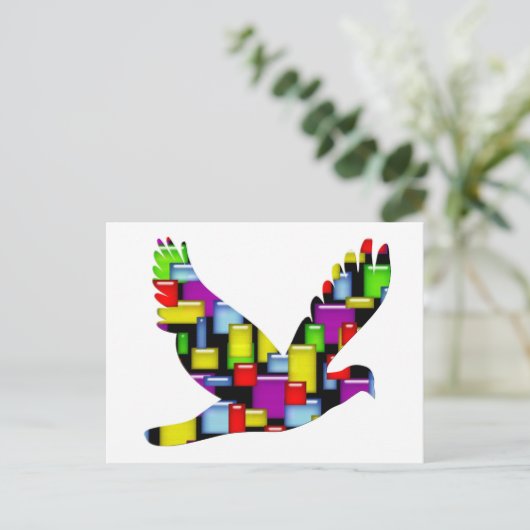 mozaïekduif briefkaart (Staand voorkant)