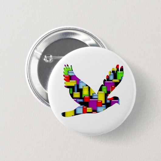 mozaïekduif ronde button 5,7 cm (Voorkant /achterkant)