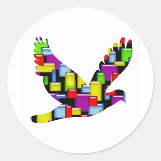 mozaïekduif ronde sticker (Voorkant)