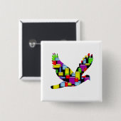 mozaïekduif vierkante button 5,1 cm (Voorkant /achterkant)