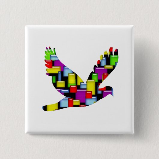 mozaïekduif vierkante button 5,1 cm (Voorkant)
