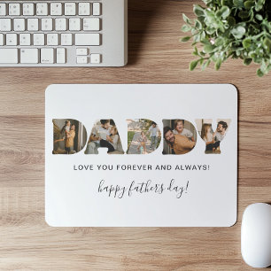 Mozaïekfoto met letters voor Vaderdag DADDY Muismat