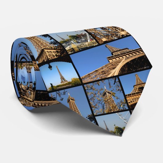 Mozaïekfoto's van de Eiffeltoren in Parijs Stropdas (Opgerold)