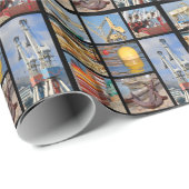 Mozaïekfoto's van objecten in het poster van de ha cadeaupapier (Rol Hoek)