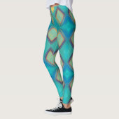 Mozaïekgeometrisch decor turquoise blue kat leggings (Links)
