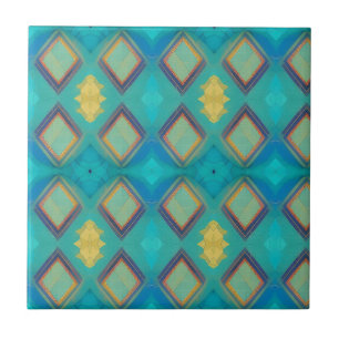 Mozaïekgeometrisch decor turquoise blue kat tegeltje