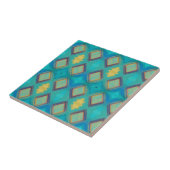 Mozaïekgeometrisch decor turquoise blue kat tegeltje (Zijkant)