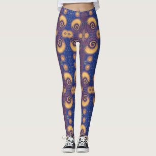 Mozaïekgeometrische roze gouden zeemijlen kat leggings