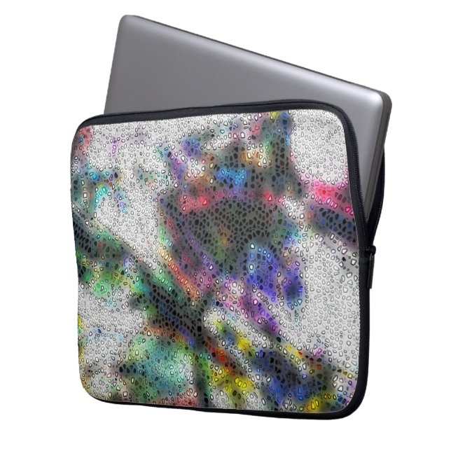 Mozaïekgepolijst scheermessen, gekleurd laptop sleeve (Voorkant Links)