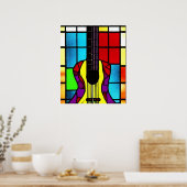 Mozaïekgitaar, gekleurd glas poster (Keuken)