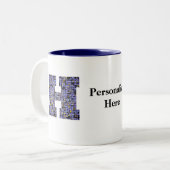 MozaïekGlas in lood Monogram Initiaal Letter H Tweekleurige Koffiemok (Voorkant links)