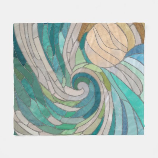 Mozaïekgolf en maan fleece deken (Voorkant (Horizontaal))