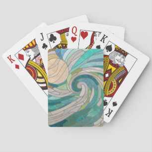 Mozaïekgolf en maan pokerkaarten