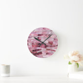 Mozaïekgolven - Roze Marmer Abstract Ronde Klok (Huis)