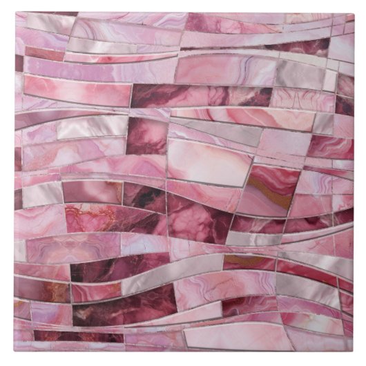 Mozaïekgolven - Roze Marmer Abstract Tegeltje (Voorkant)