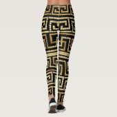 MozaïekGrieks Meander Grieks Zeer zwart en Goud Leggings (Achterkant)