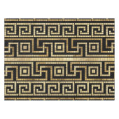 MozaïekGrieks Meander Grieks Zeer zwart en Goud Tafelkleed (Voorkant (Horizontaal))