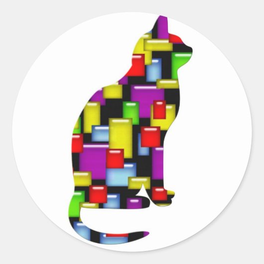 mozaïekkat ronde sticker (Voorkant)