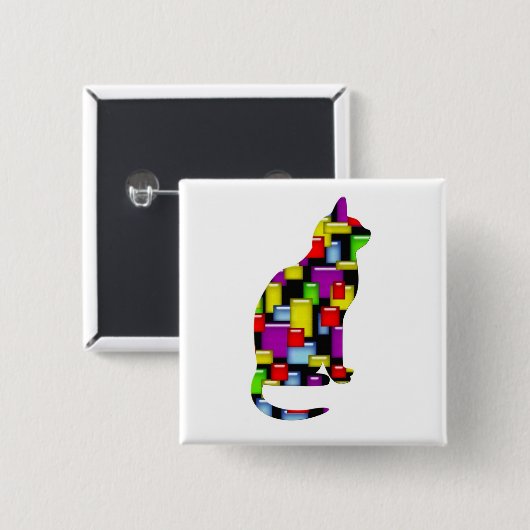 mozaïekkat vierkante button 5,1 cm (Voorkant /achterkant)