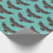 Mozaïekkleurige oliet met turkooizen achtergrond cadeaupapier (Hoek)