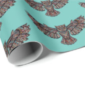 Mozaïekkleurige oliet met turkooizen achtergrond cadeaupapier (Rol Hoek)