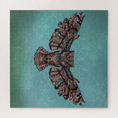 Mozaïekkleurige oliet met turkooizen achtergrond legpuzzel (Horizontaal)