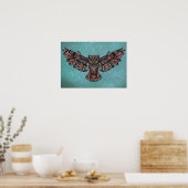 Mozaïekkleurige oliet met turkooizen achtergrond poster (Keuken)