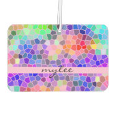 Mozaïekkleurige regenboogroze monogram Abstract Luchtverfrisser (Achterkant)