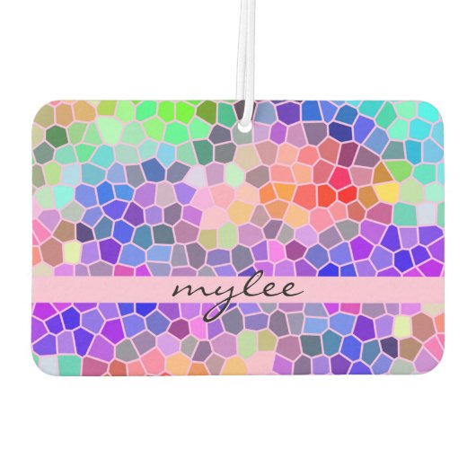 Mozaïekkleurige regenboogroze monogram Abstract Luchtverfrisser (Achterkant)