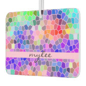 Mozaïekkleurige regenboogroze monogram Abstract Luchtverfrisser (Links)