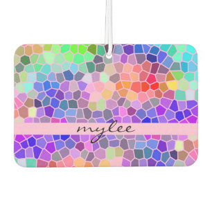 Mozaïekkleurige regenboogroze monogram Abstract Luchtverfrisser