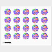 Mozaïekkleurige regenboogroze monogram Abstract Ronde Sticker (Vel)