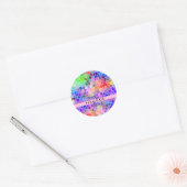 Mozaïekkleurige regenboogroze monogram Abstract Ronde Sticker (Envelop)