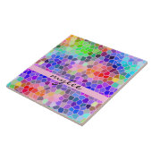 Mozaïekkleurige regenboogroze monogram Abstract Tegeltje (Zijkant)
