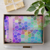 Mozaïekkleurige regenboogroze monogram Abstract Tissuepapier (Geschenk)