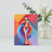 Mozaïekkleurige vrouw, vectorontwerp briefkaart (Staand voorkant)