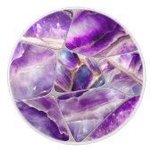 Mozaïekkunst - Amethist en parel Keramische Knop (Voorkant)